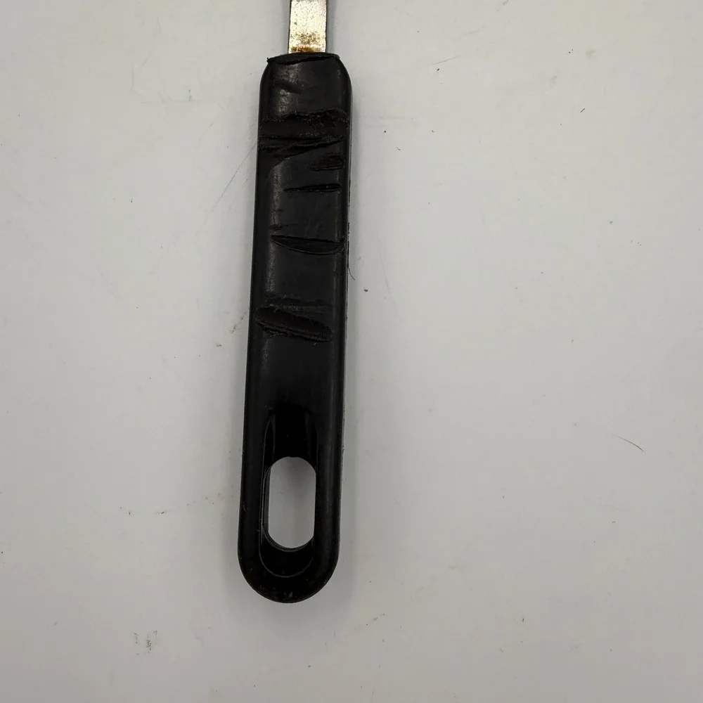 Vintage Koco China Stainless Steel Slotted Spatula Turner Black Plastic Handle